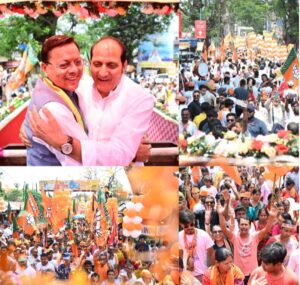 बंगाल के चुनावी रण में उत्तराखंड के ‘धाकड़’ धामी बनगांव में धुरंधर धामी का दमदार रोड शो