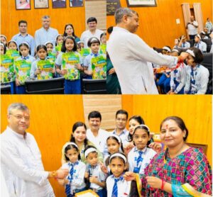 भागीरथी इंटरनेशनल स्कूल के बच्चों ने मेयर सौरभ थपलियाल को बांधी राखी, भाई-बहन के स्नेह का दिया संदेश